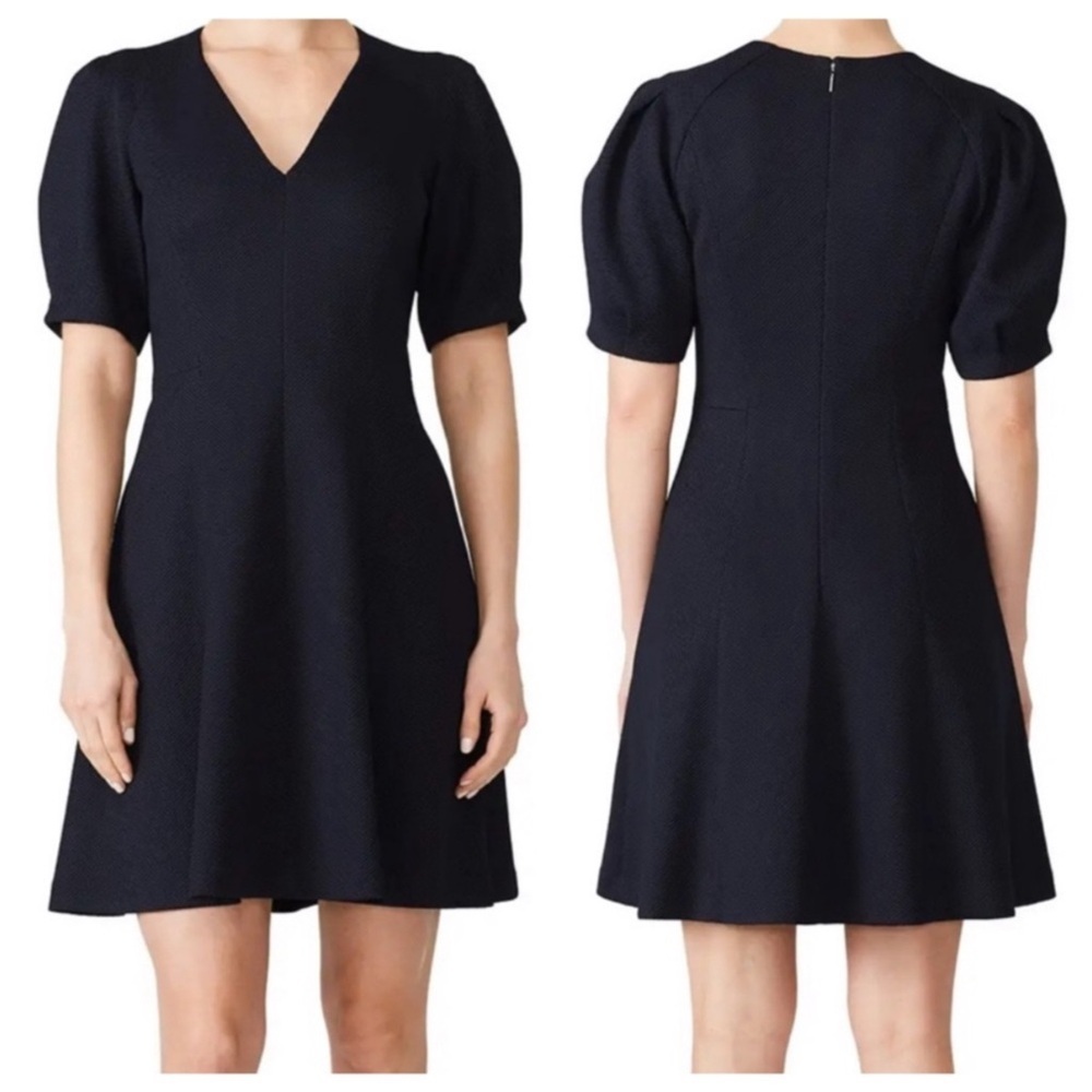 REBECCA TAYLOR Navy Stretch Textured Dress Size 2 - Picture 2 of 12